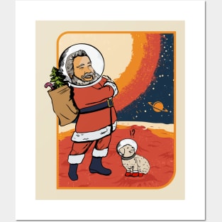 Funny Dogs And Santa Claus Outsite The Earth Posters and Art